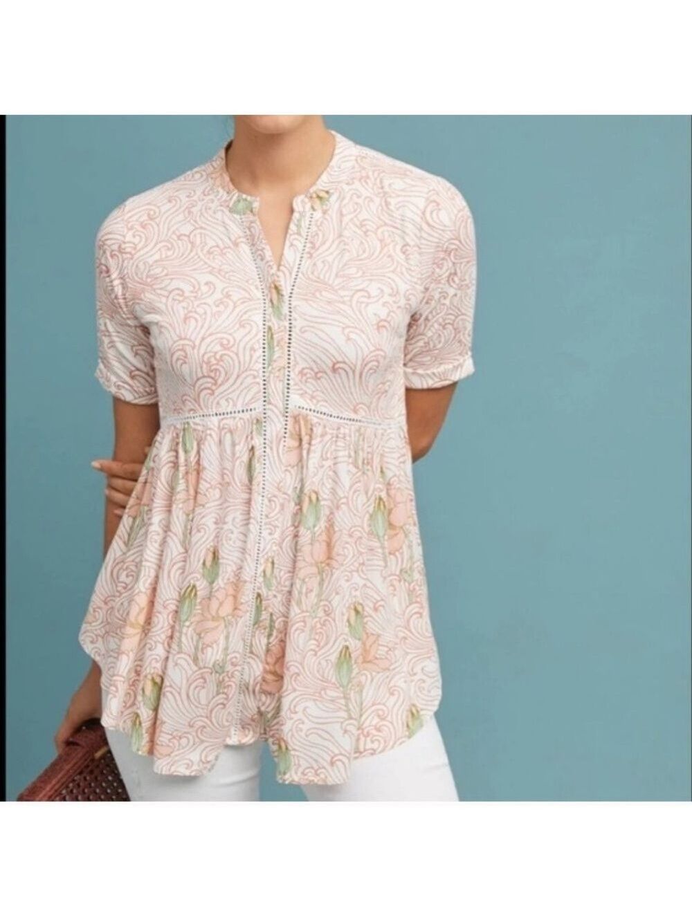 Anthropologie Akemi + Kin Veria Floral tunic top Size Small